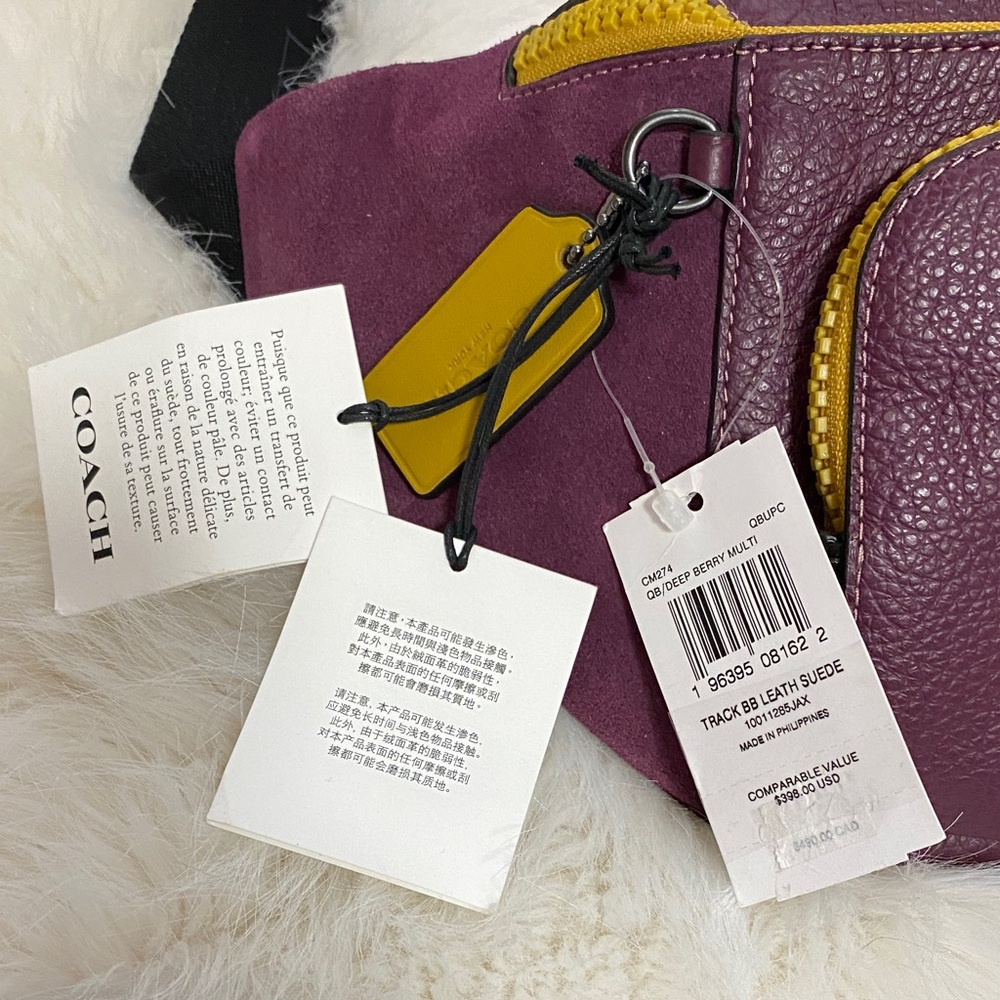 Rare. Authentic. Coach Men's Track Belt Bag in Purple and Yellow/Gold - Picture 3 of 14